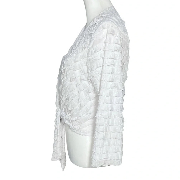 Vintage Y2K White Ruffle Tie Front Top Bolero. Size Large. Fairy, Whimsical - Picture 3 of 7